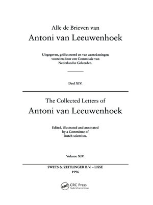 cover image of The Collected Letters of Antoni Van Leeuwenhoek, Volume 14